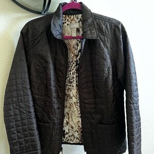 Chico's Quilted Jacket with Animal Print Lining